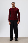 Bisiklet Yaka Oversize Triko Kazak Bordo