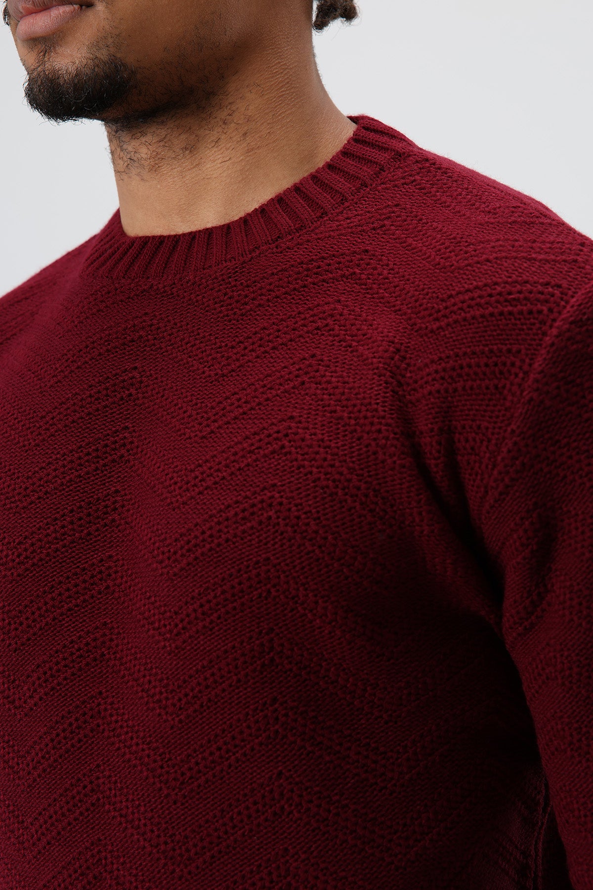 Bisiklet Yaka Oversize Triko Kazak Bordo