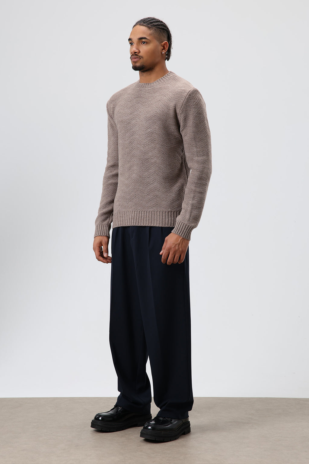 Bisiklet Yaka Oversize Triko Kazak Vizon