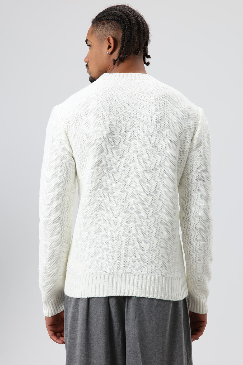 Bisiklet Yaka Oversize Triko Kazak Ekru