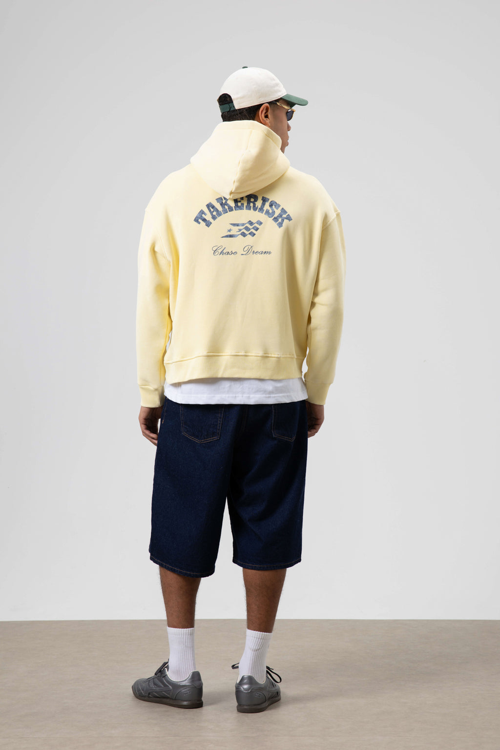 Oversize Yıkamalı Boxy Fit Kapüşonlu Sweatshirt Sarı