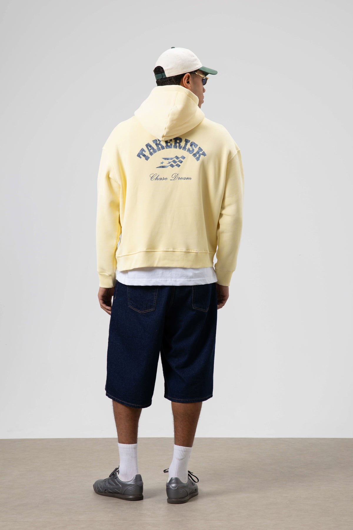Oversize Yıkamalı Boxy Fit Kapüşonlu Sweatshirt Sarı