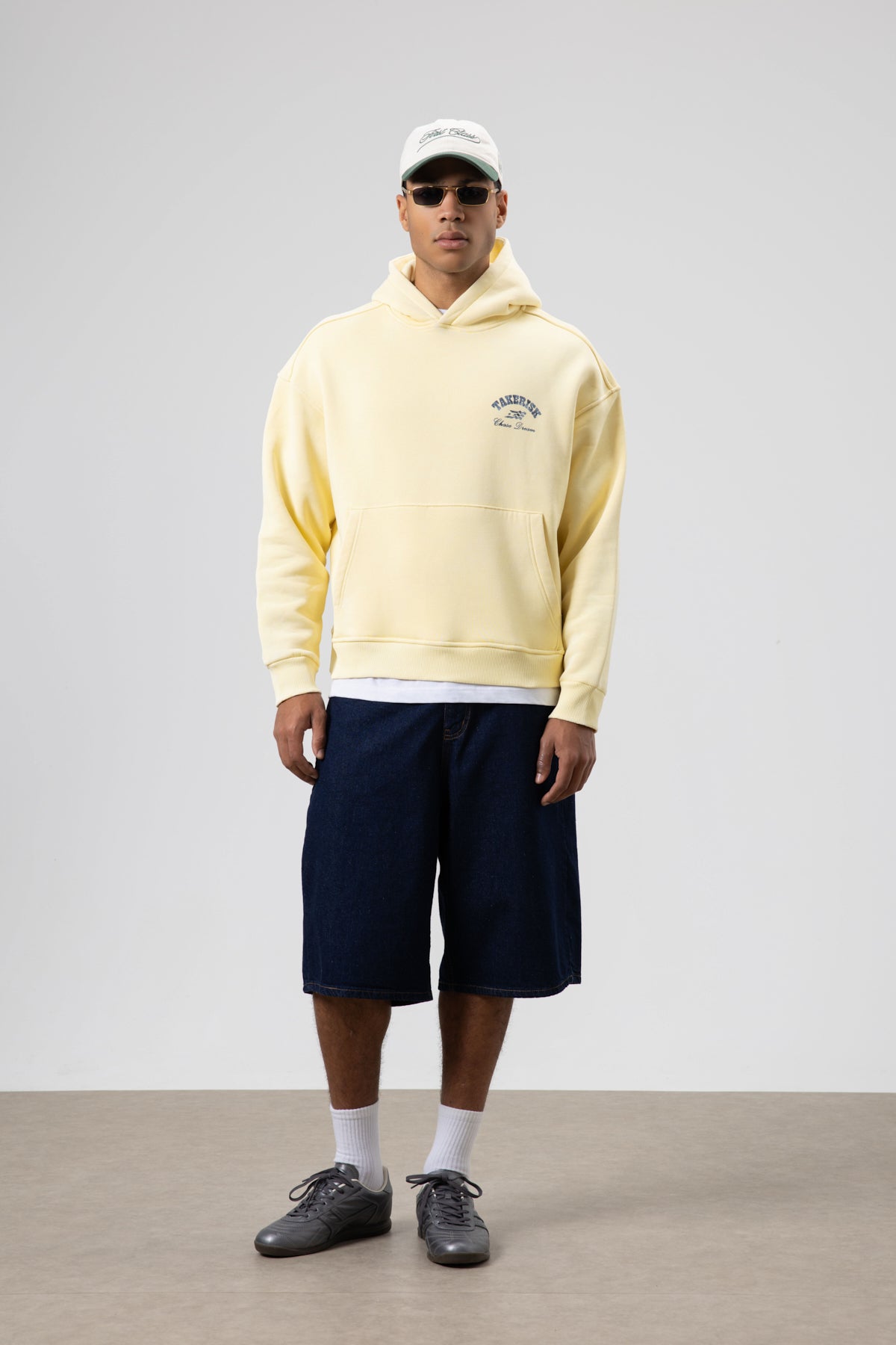Oversize Yıkamalı Boxy Fit Kapüşonlu Sweatshirt Sarı