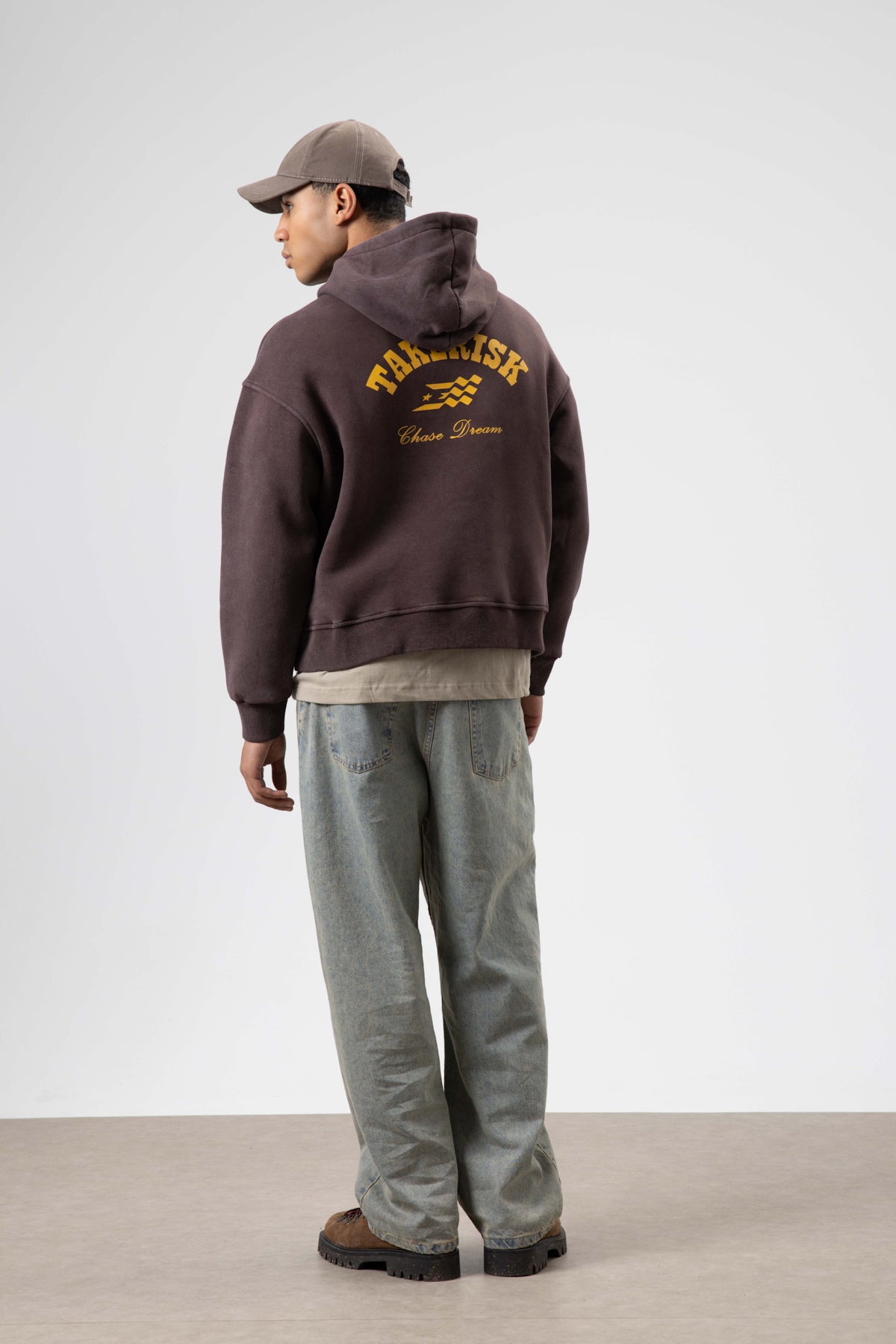 Oversize Yıkamalı Boxy Fit Kapüşonlu Sweatshirt Kahve