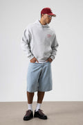 Oversize Yıkamalı Boxy Fit Kapüşonlu Sweatshirt Açık Gri