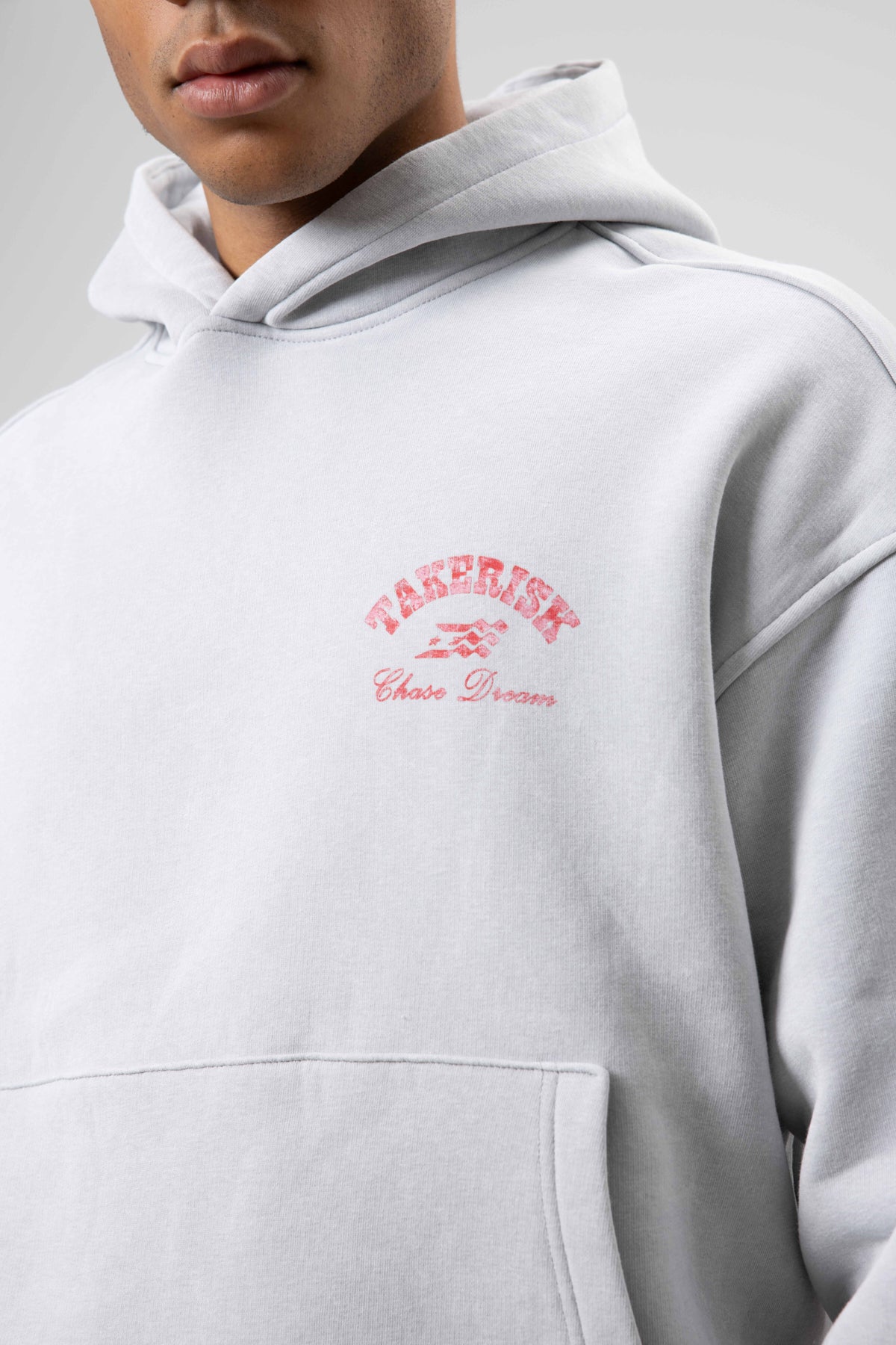 Oversize Yıkamalı Boxy Fit Kapüşonlu Sweatshirt Açık Gri