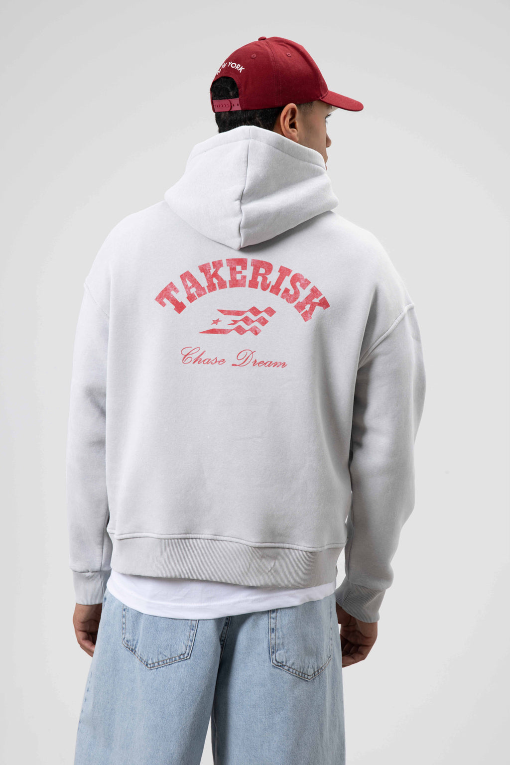 Oversize Yıkamalı Boxy Fit Kapüşonlu Sweatshirt Açık Gri