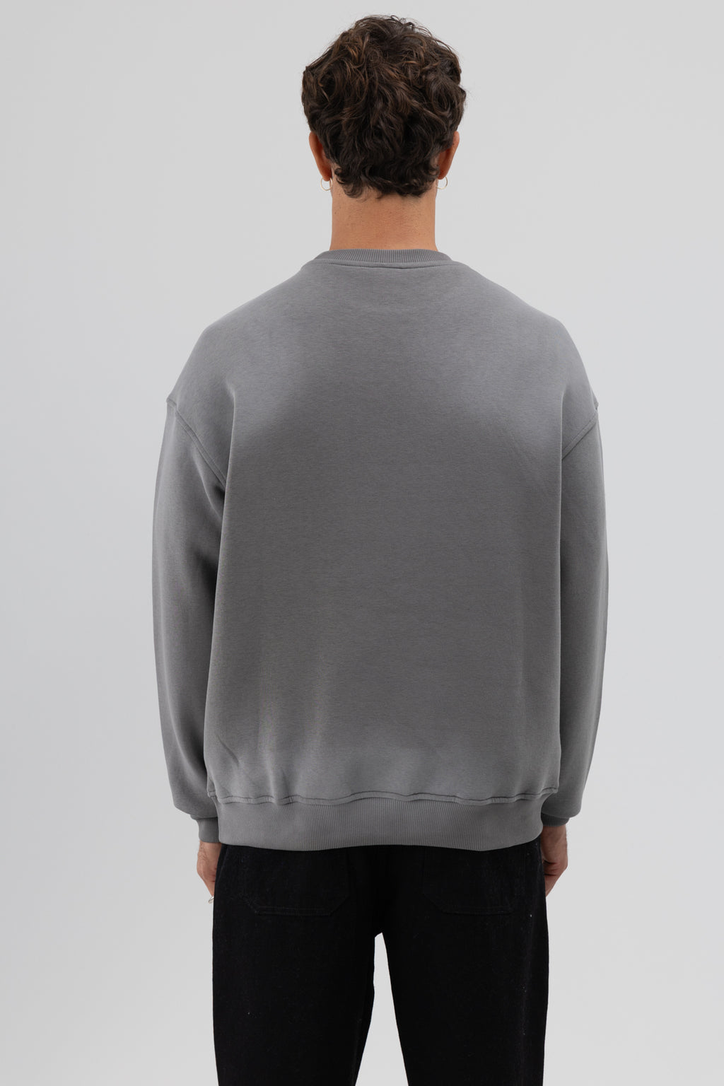 Yıkamalı Oversize Baskılı Sweatshirt Siyah