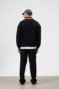Oversize Fermuarlı Yaka Sweatshirt Siyah