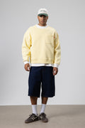 Bisiklet Yaka Cep Detaylı Oversize Sweatshirt Sarı