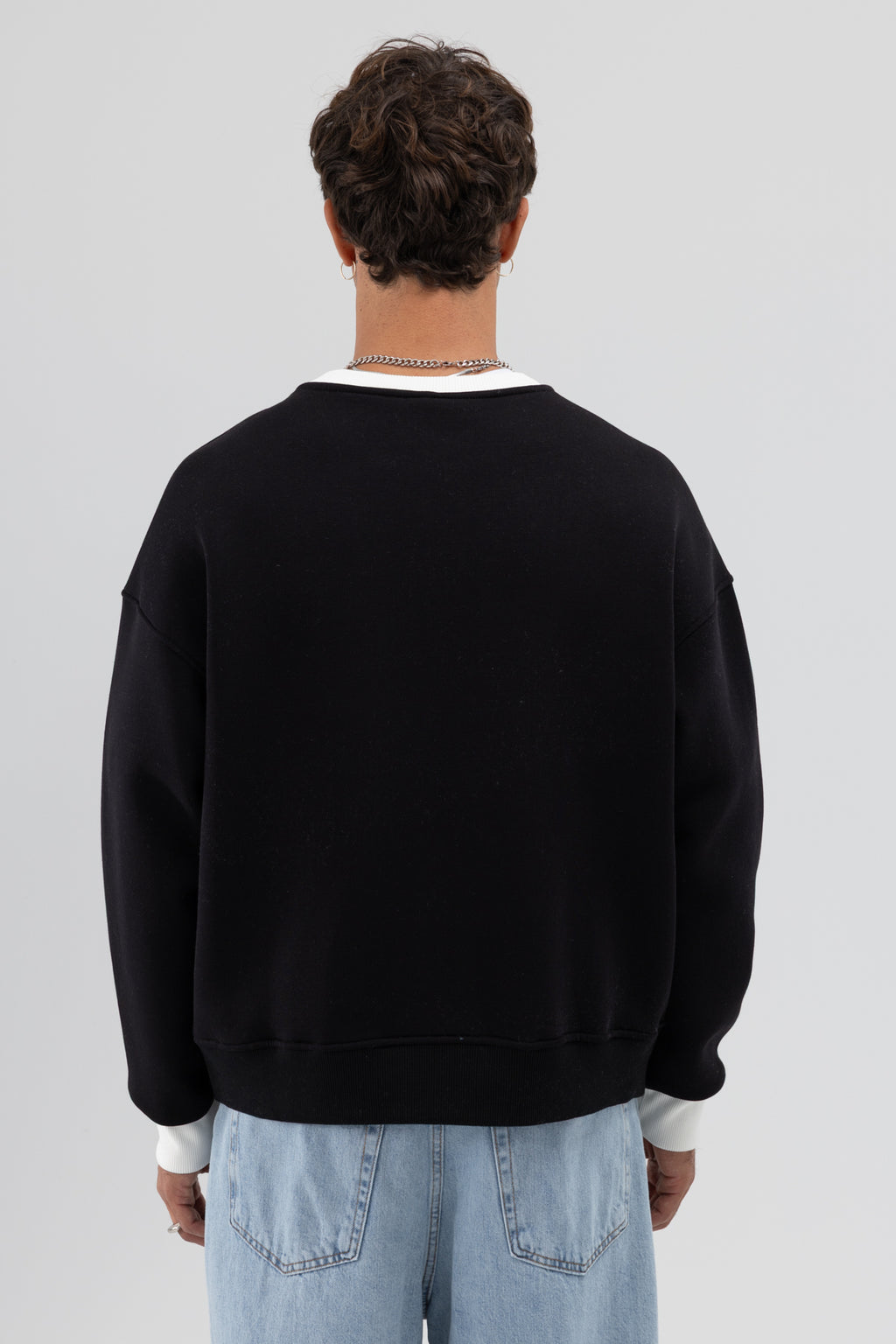 Bisiklet Yaka Cep Detaylı Oversize Sweatshirt Siyah