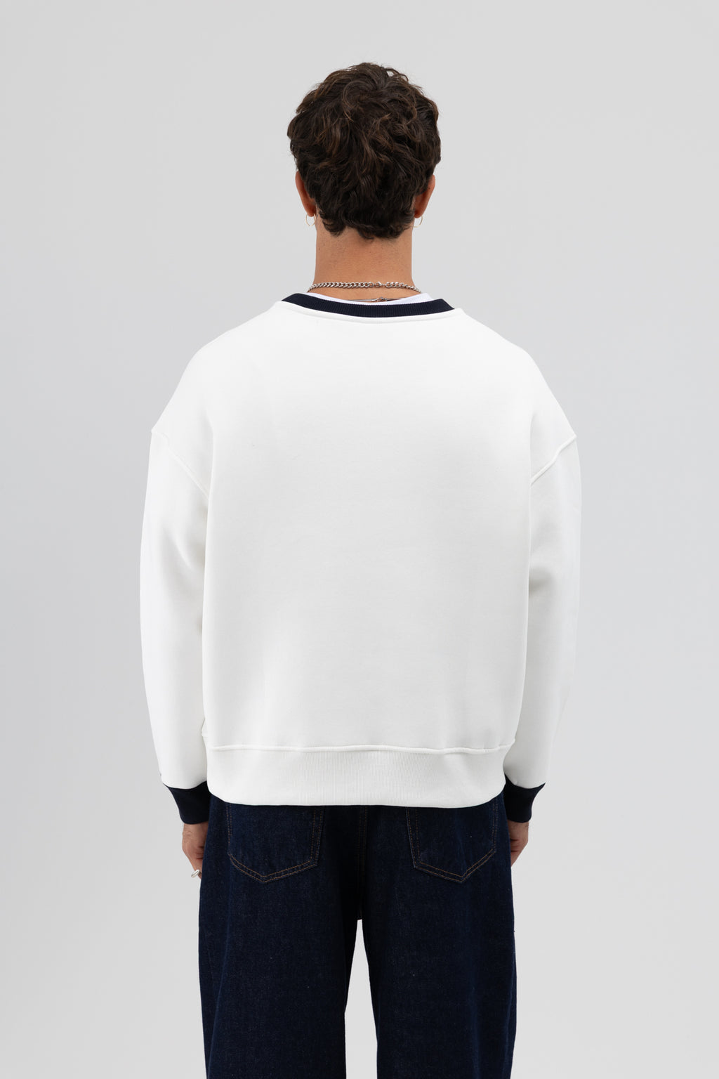 Bisiklet Yaka Cep Detaylı Oversize Sweatshirt Ekru