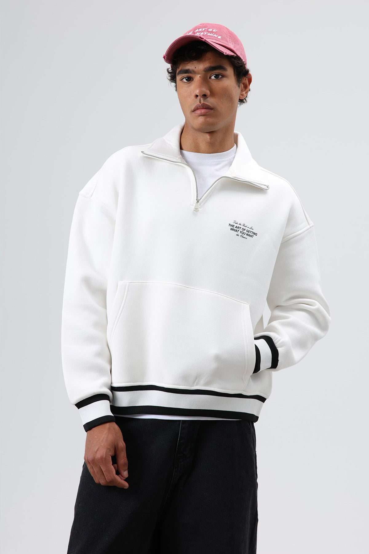 Oversize Polo Yaka Sweatshirt Ekru