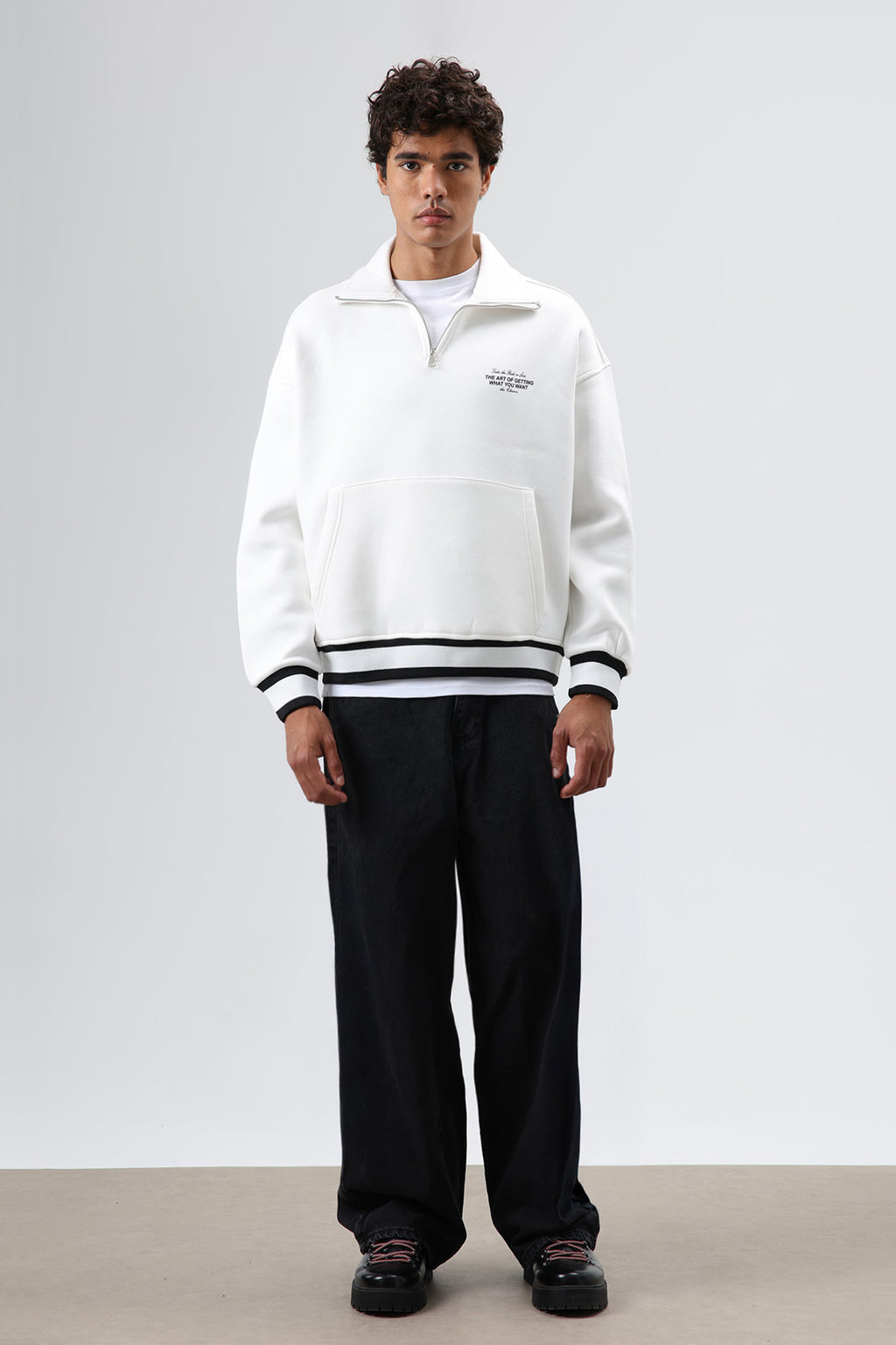 Oversize Polo Yaka Sweatshirt Ekru