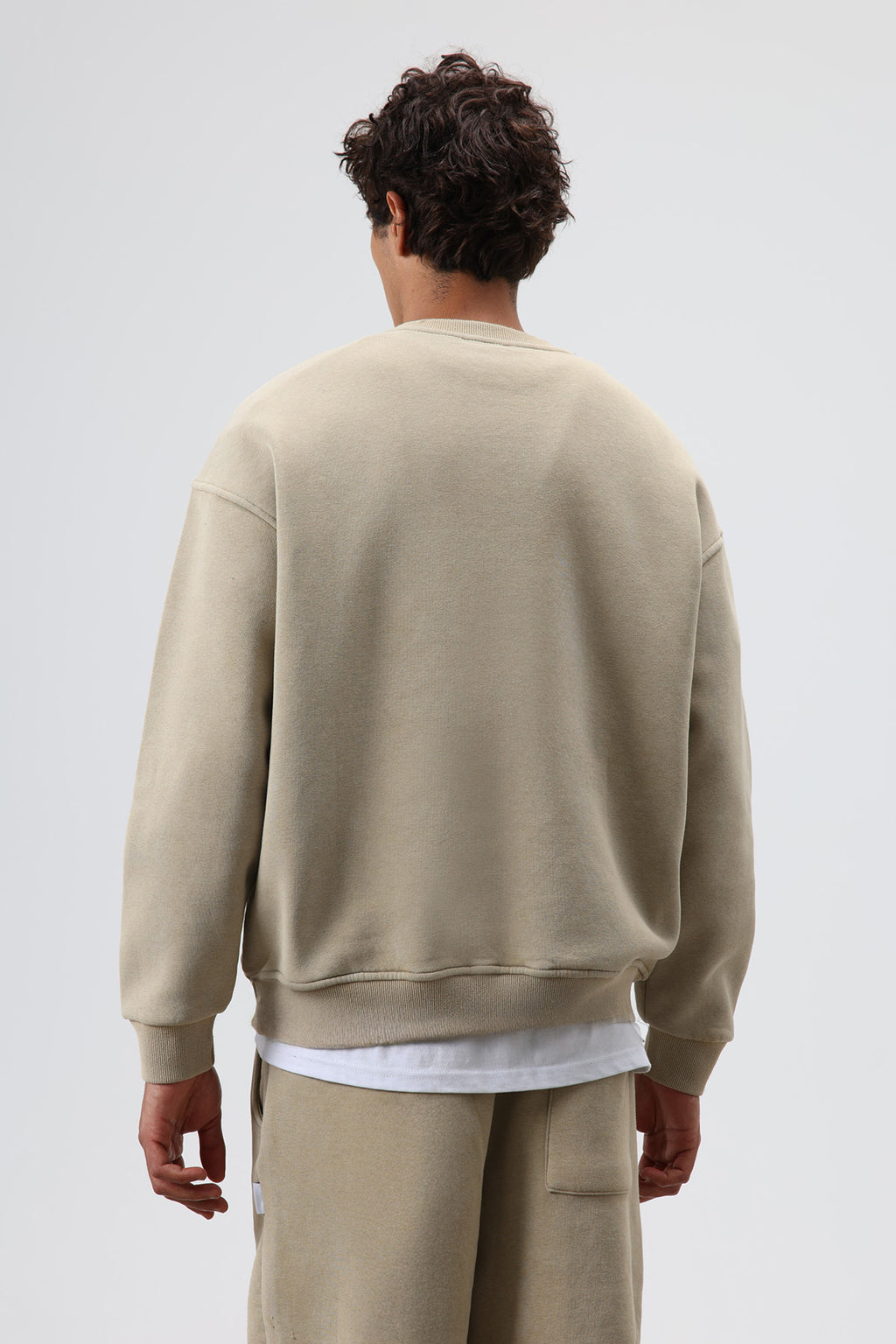 Basic Oversize Yıkamalı Sweatshirt Haki