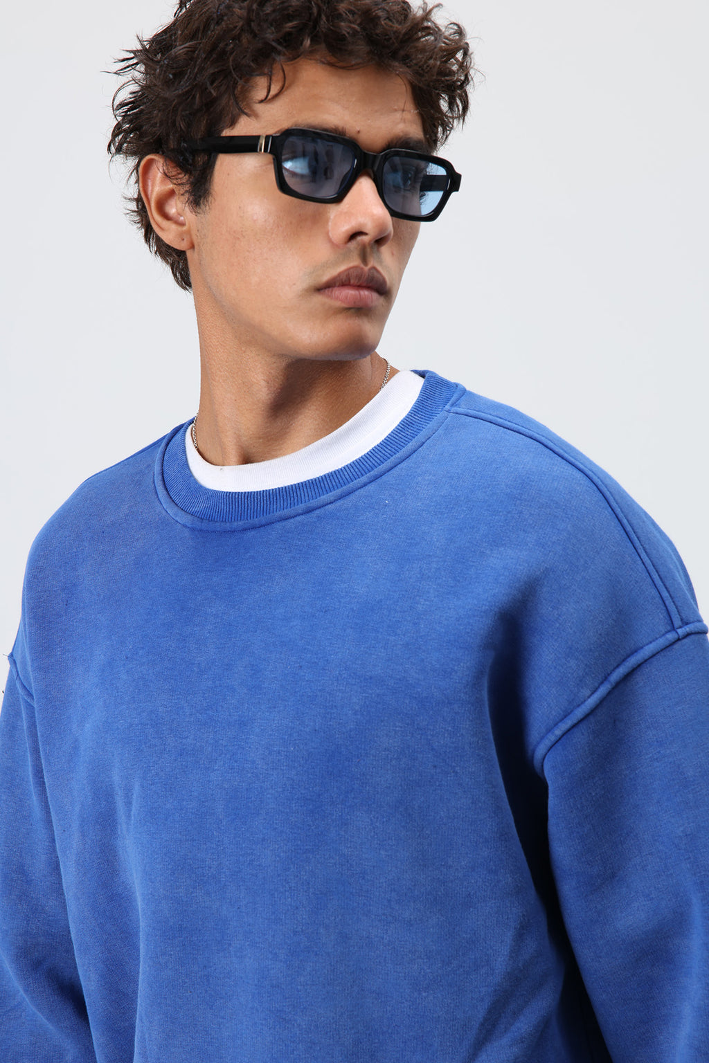 Basic Oversize Yıkamalı Sweatshirt Saks