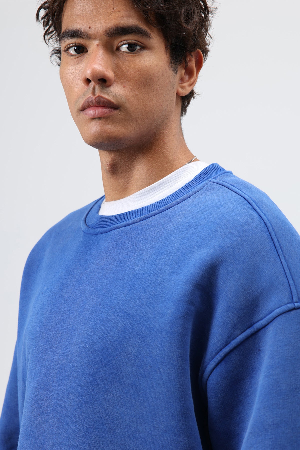 Basic Oversize Yıkamalı Sweatshirt Saks