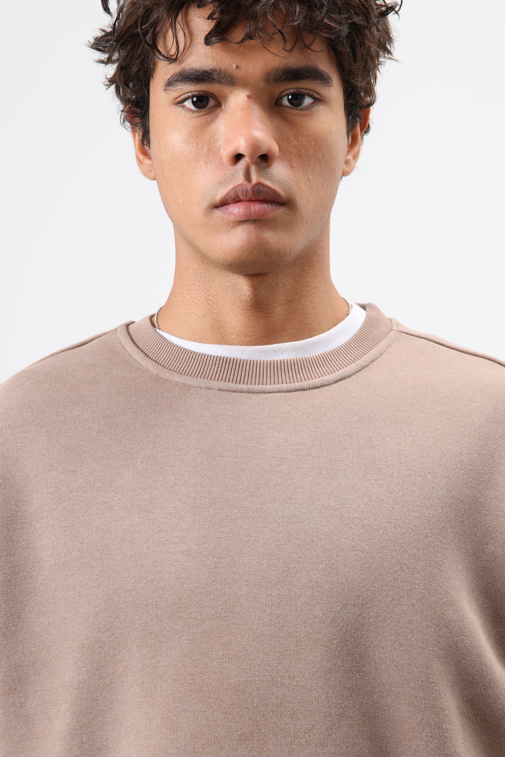 Basic Oversize Yıkamalı Sweatshirt Vizon