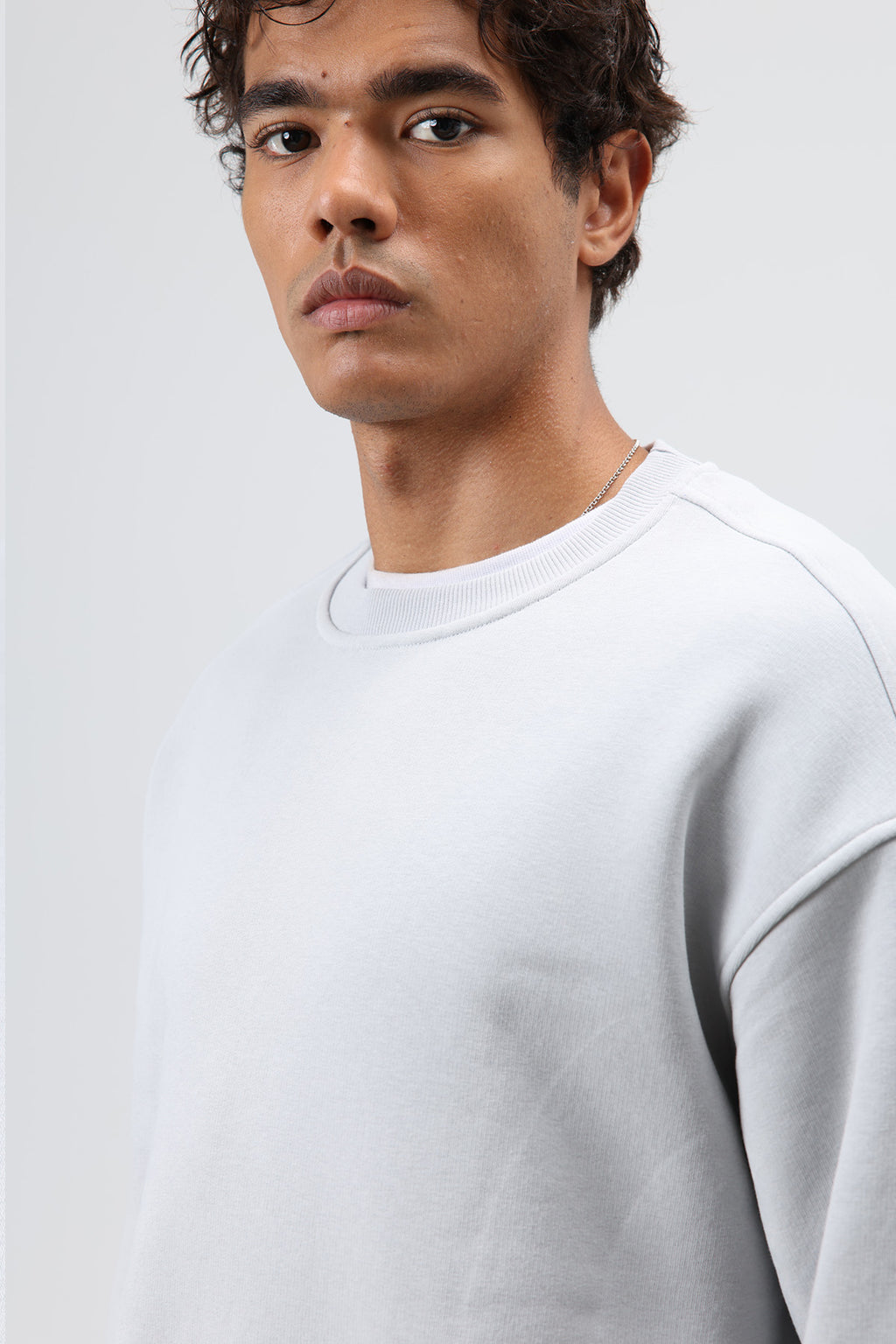 Basic Oversize Yıkamalı Sweatshirt Açık Gri
