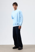 Basic Oversize Yıkamalı Sweatshirt Bebe Mavi