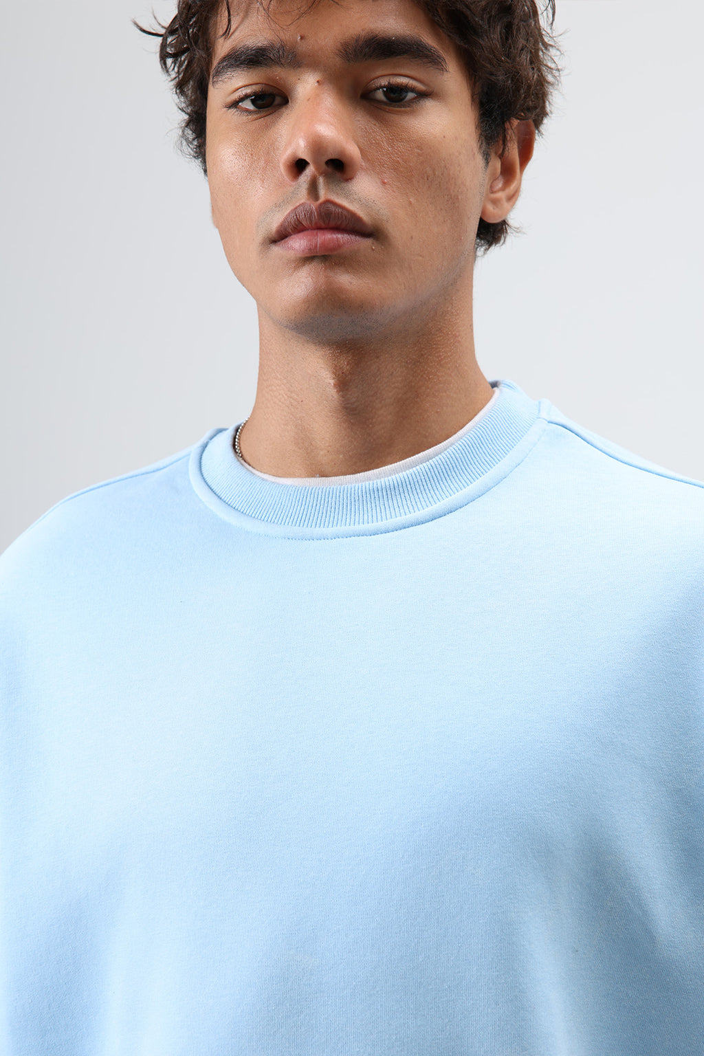 Basic Oversize Yıkamalı Sweatshirt Bebe Mavi