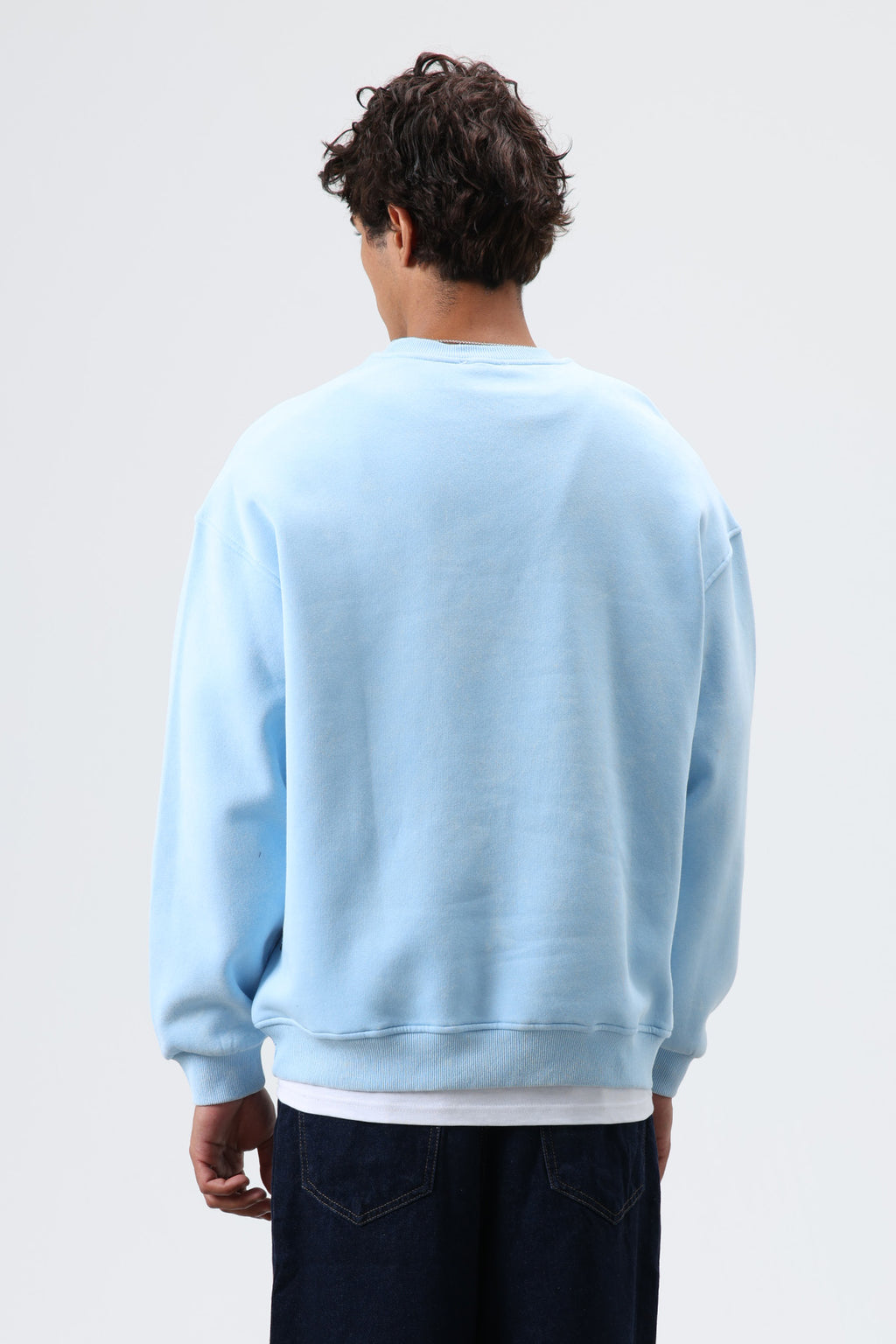 Basic Oversize Yıkamalı Sweatshirt Bebe Mavi
