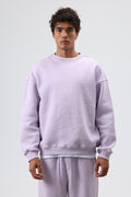Basic Oversize Yıkamalı Sweatshirt Lila
