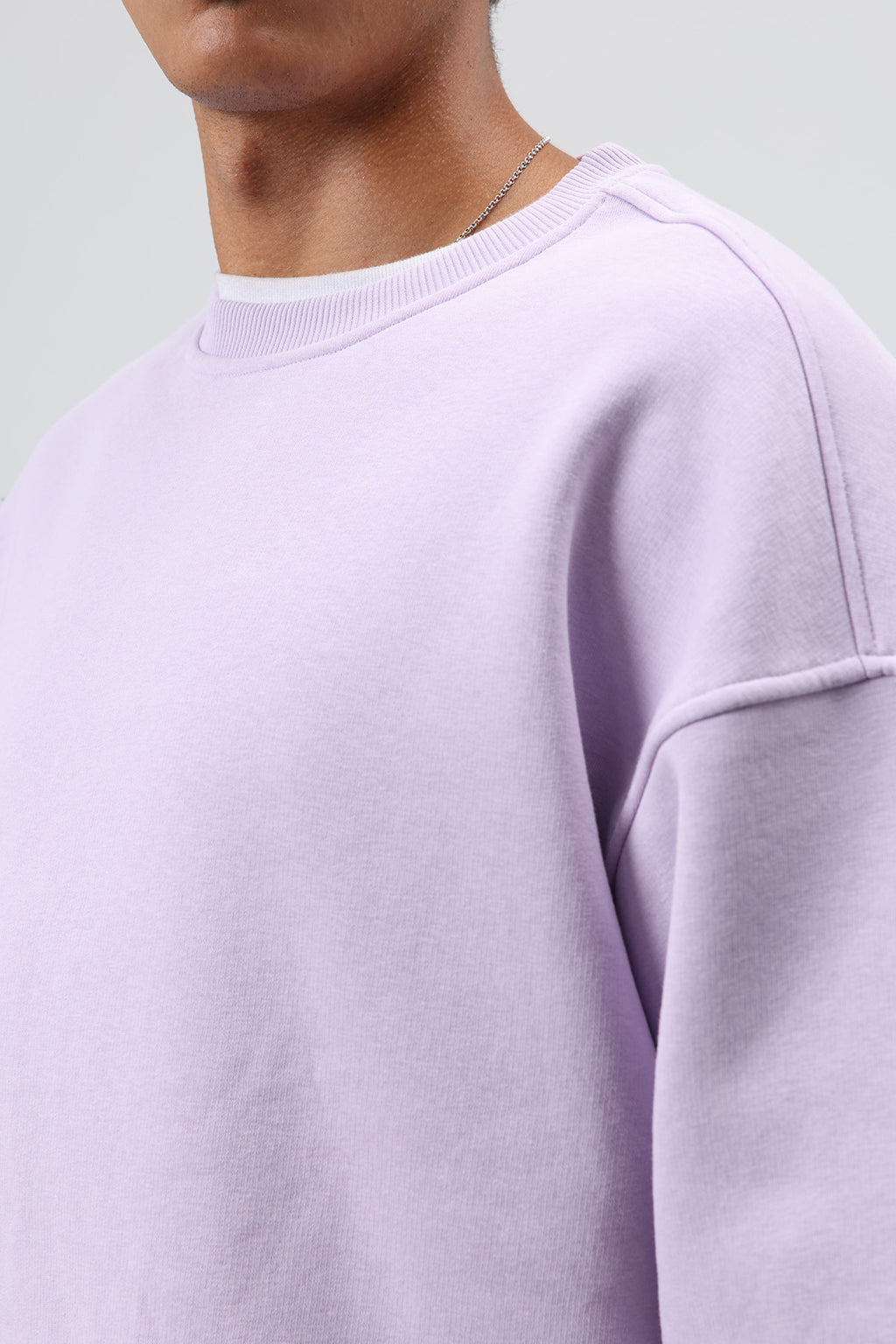 Basic Oversize Yıkamalı Sweatshirt Lila