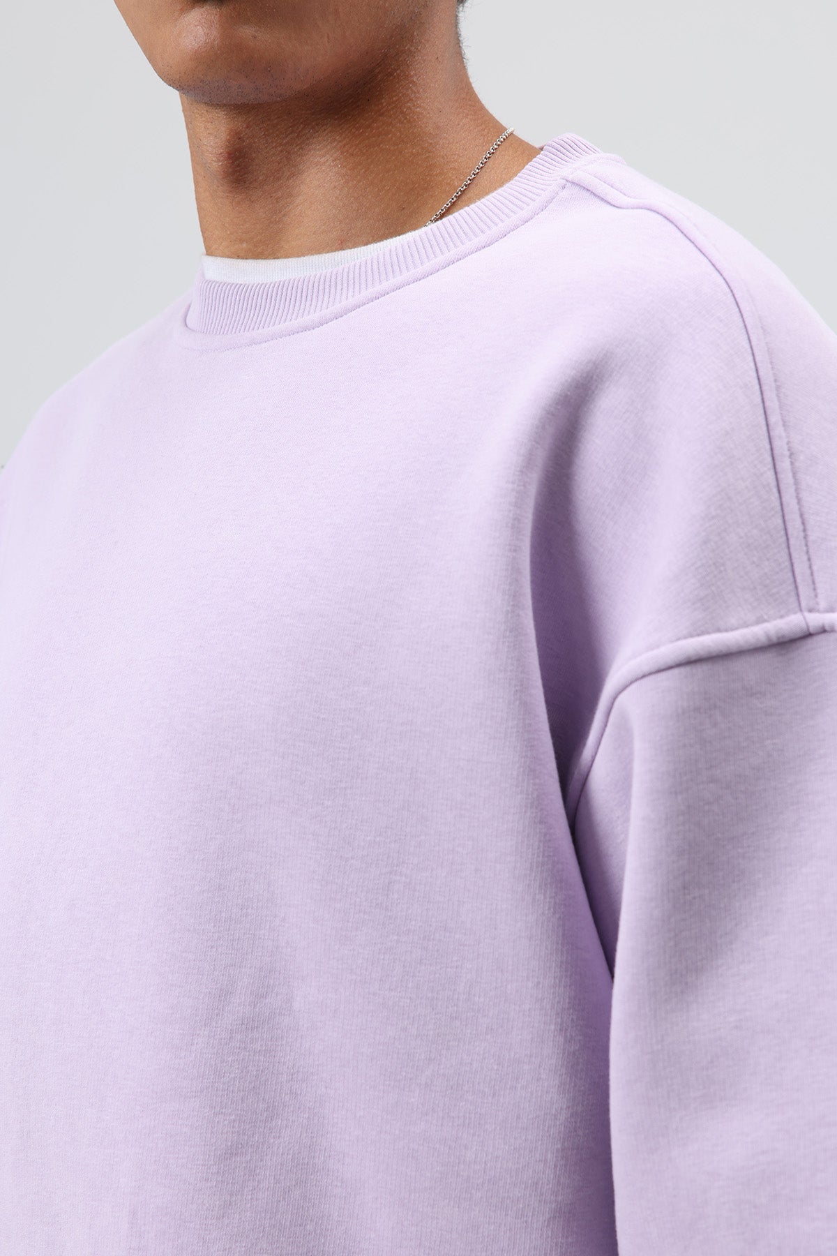 Basic Oversize Yıkamalı Sweatshirt Lila