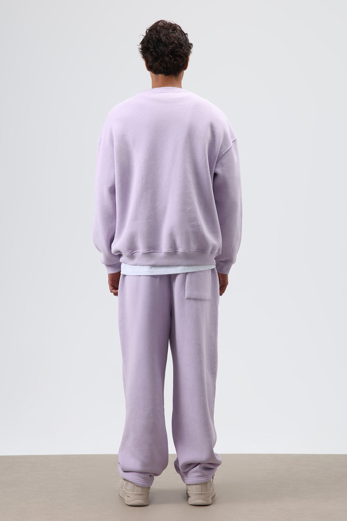 Basic Oversize Yıkamalı Sweatshirt Lila