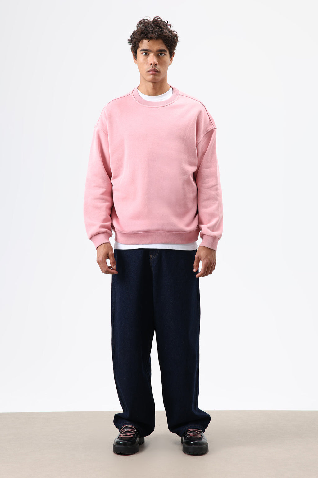 Basic Oversize Yıkamalı Sweatshirt Somon