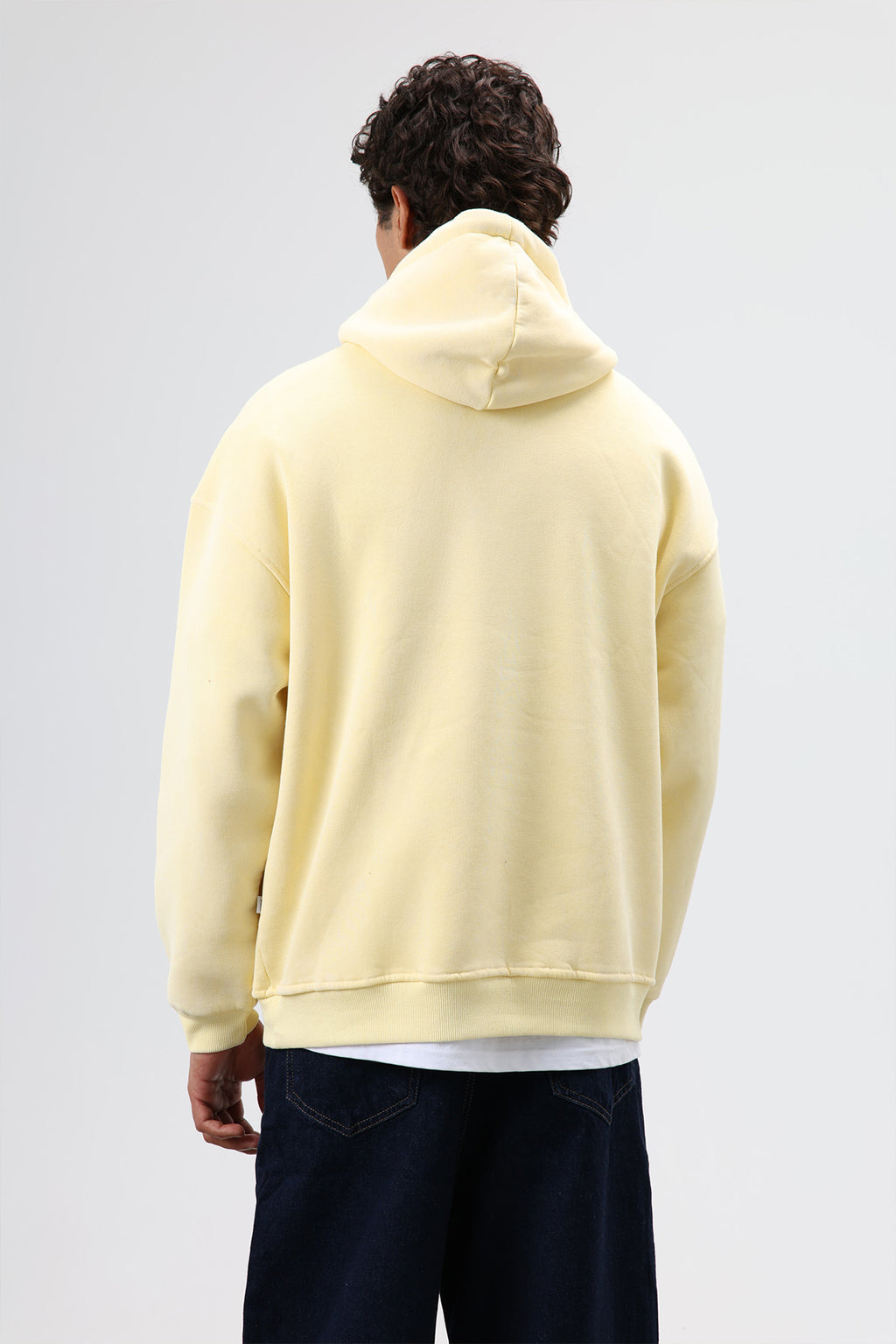 Basic Oversize Yıkamalı Hoodie Sarı