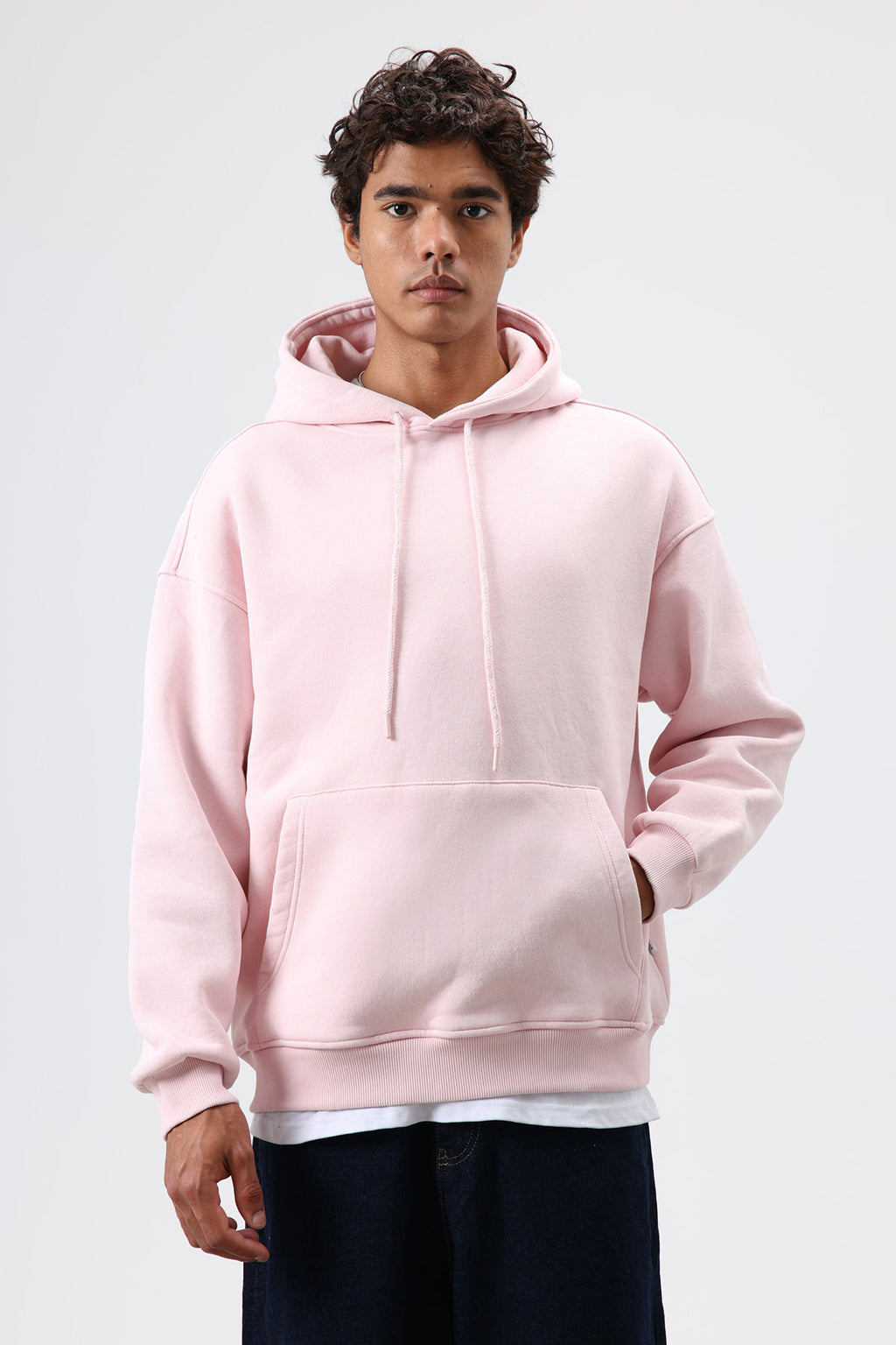 Basic Oversize Yıkamalı Hoodie Pembe