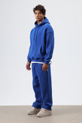 Basic Oversize Yıkamalı Hoodie Saks