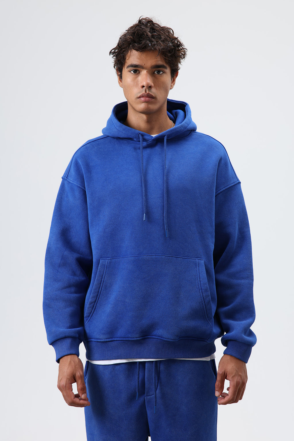 Basic Oversize Yıkamalı Hoodie Saks