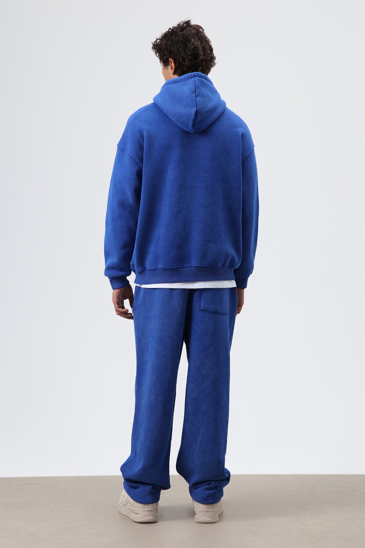 Basic Oversize Yıkamalı Hoodie Saks