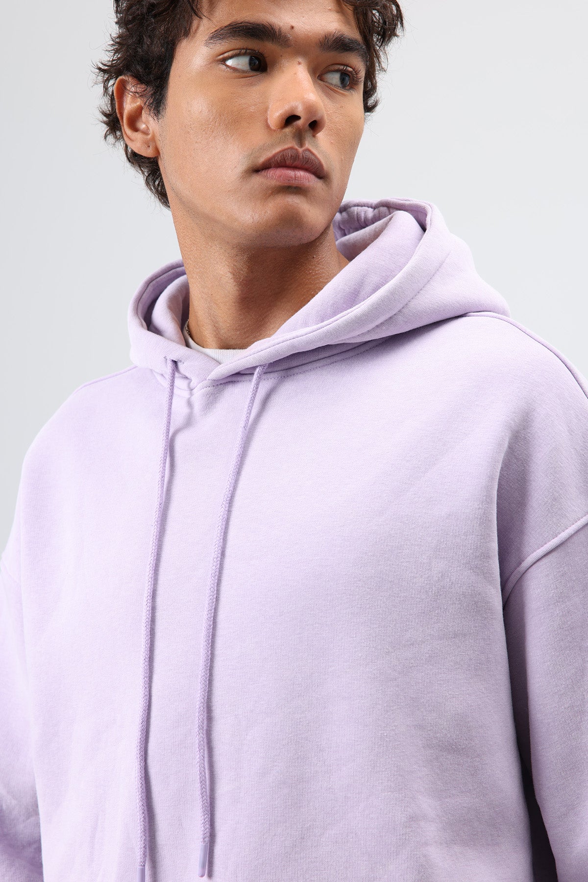 Basic Oversize Yıkamalı Hoodie Lila