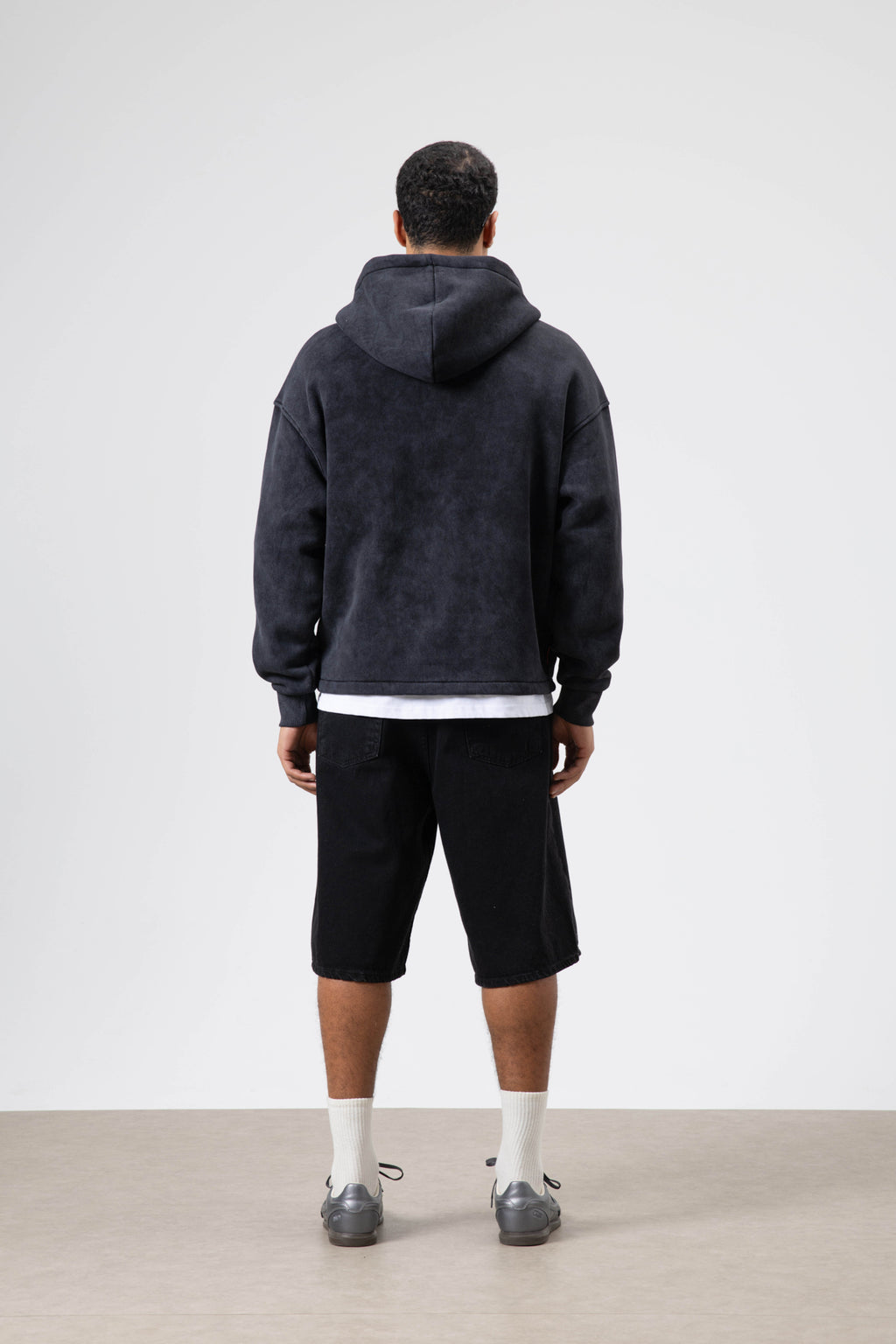 Oversize Fermuarlı Kapüşonlu Sweatshirt Siyah
