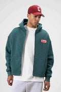 Oversize Fermuarlı Kapüşonlu Sweatshirt Nefti