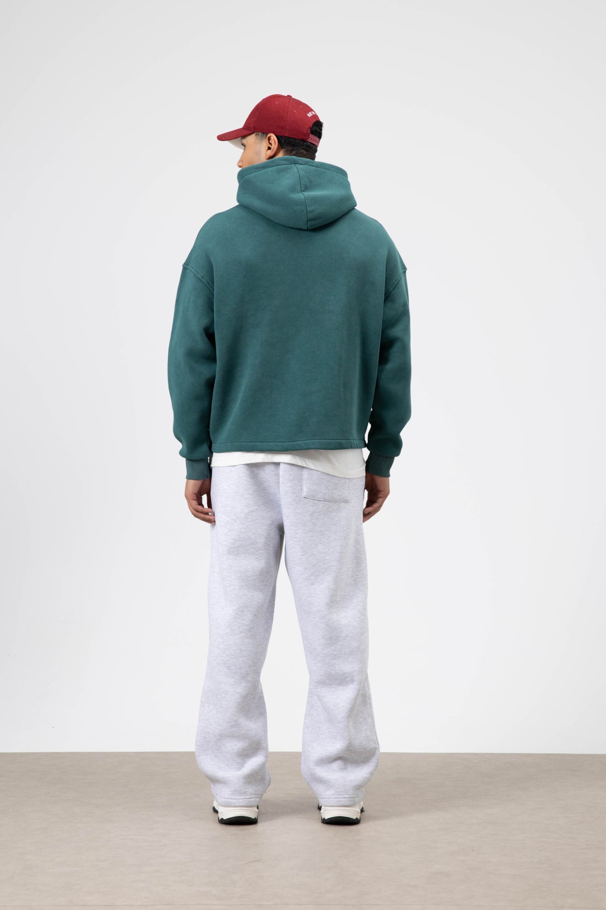 Oversize Fermuarlı Kapüşonlu Sweatshirt Nefti