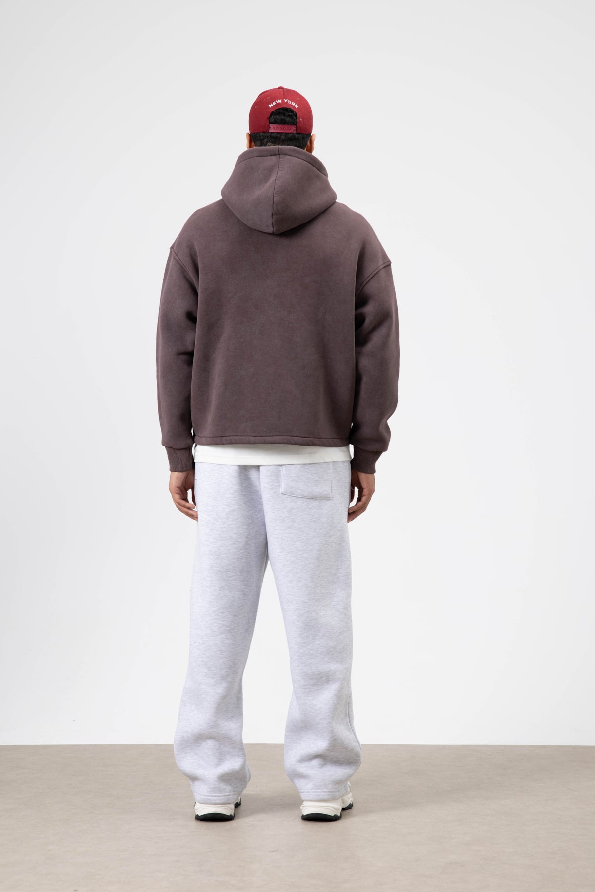 Oversize Fermuarlı Kapüşonlu Sweatshirt Kahve