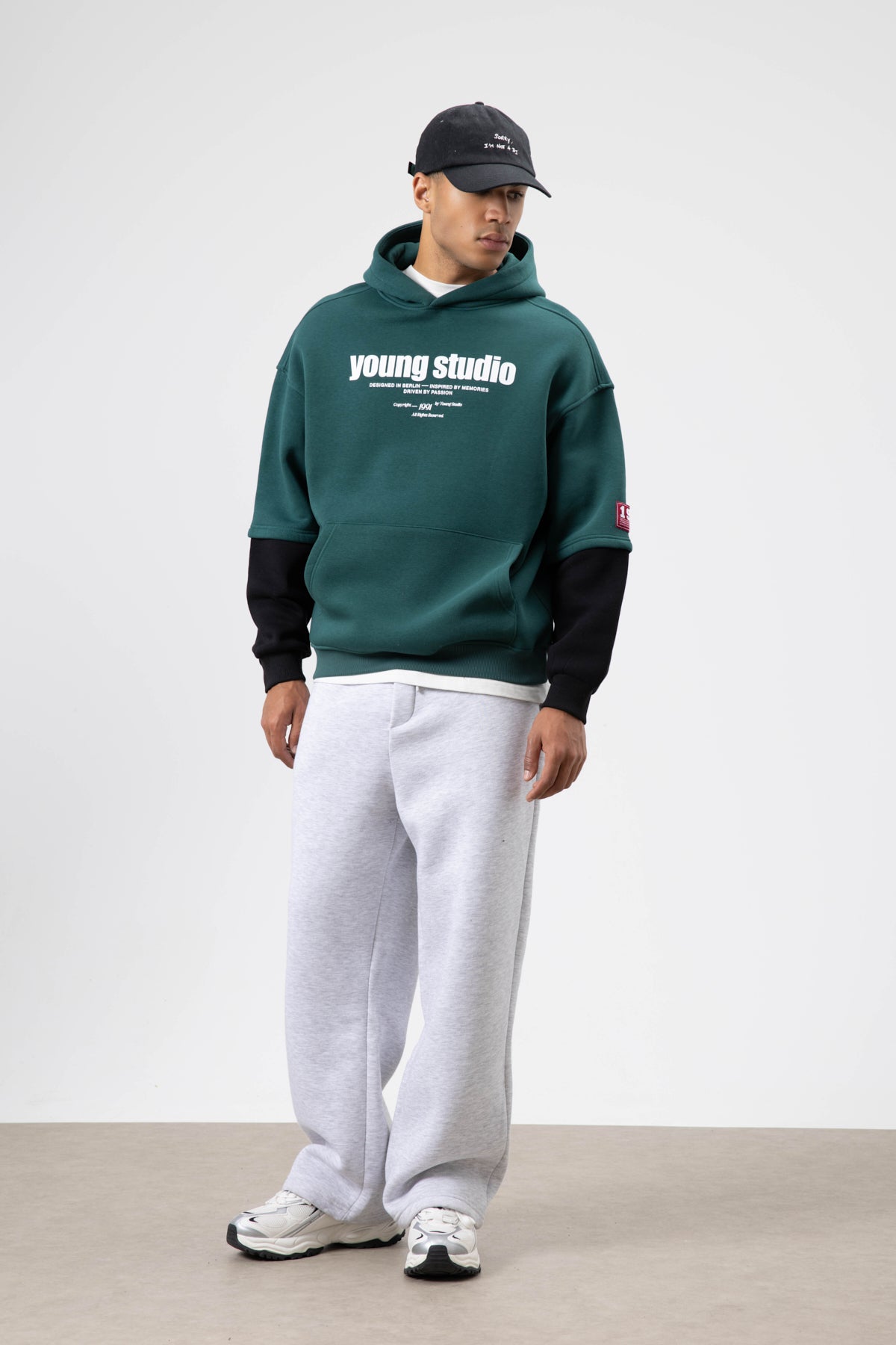 Oversize Baskılı Kapüşonlu Sweatshirt Nefti