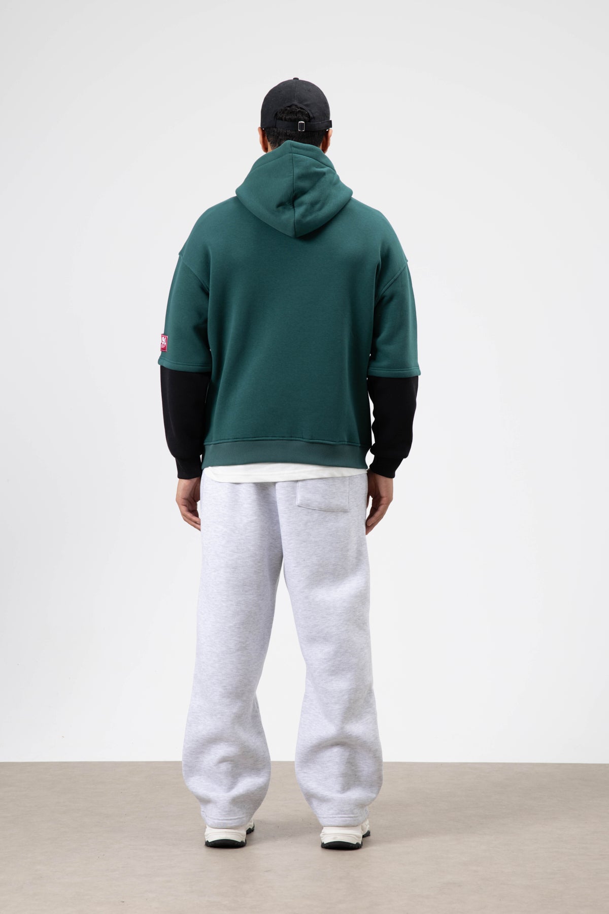 Oversize Baskılı Kapüşonlu Sweatshirt Nefti