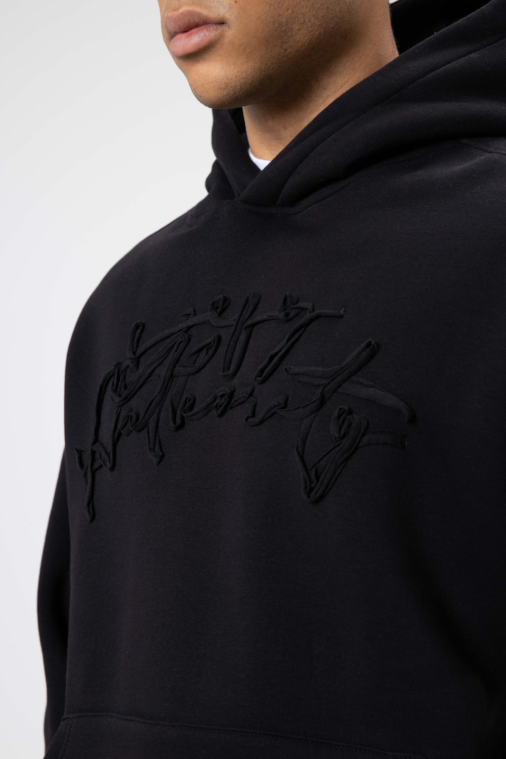 Oversize Baskılı Kapüşonlu Sweatshirt Siyah