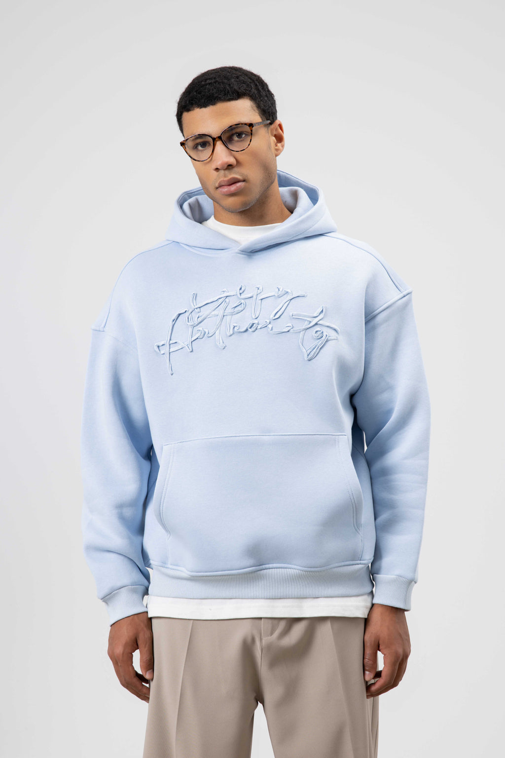 Oversize Baskılı Kapüşonlu Sweatshirt Bebe Mavi