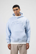 Oversize Baskılı Kapüşonlu Sweatshirt Bebe Mavi