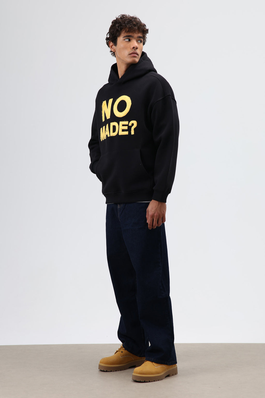 Oversize Baskılı Kapüşonlu Sweatshirt Siyah