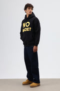 Oversize Baskılı Kapüşonlu Sweatshirt Siyah