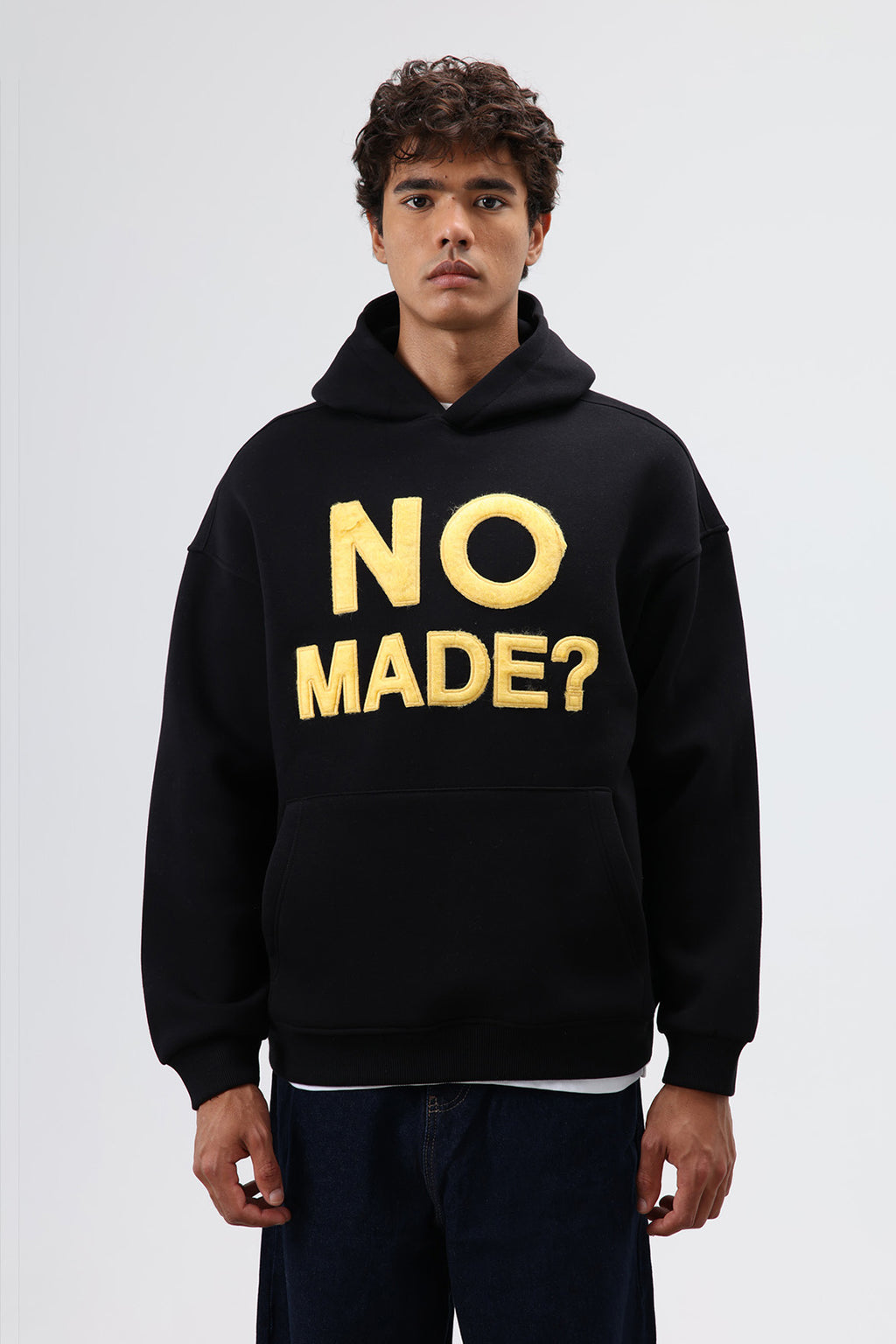 Oversize Baskılı Kapüşonlu Sweatshirt Siyah