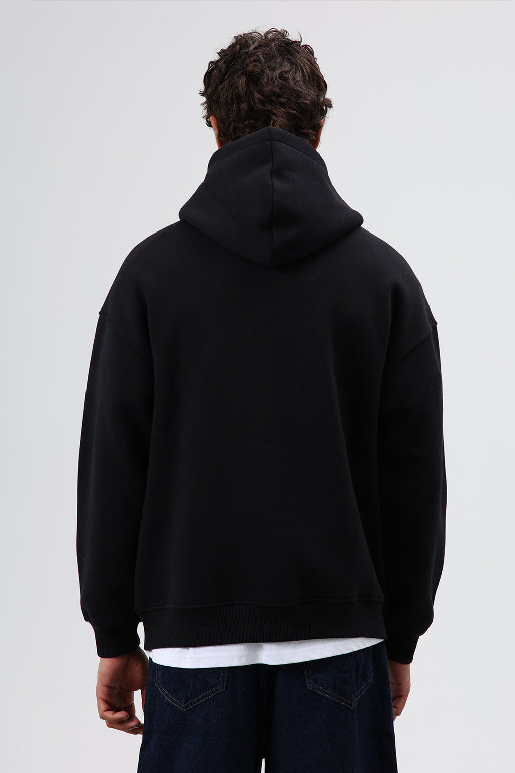 Oversize Baskılı Kapüşonlu Sweatshirt Siyah